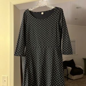 Old Navy polka dotted fit and flare dress (navy with white polka dots)